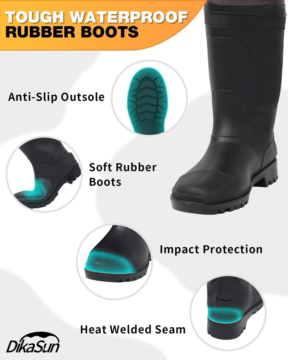 DikaSun Bootfoot Chest Waders – Lightweight Fishing & Hunting Waders (Brown)