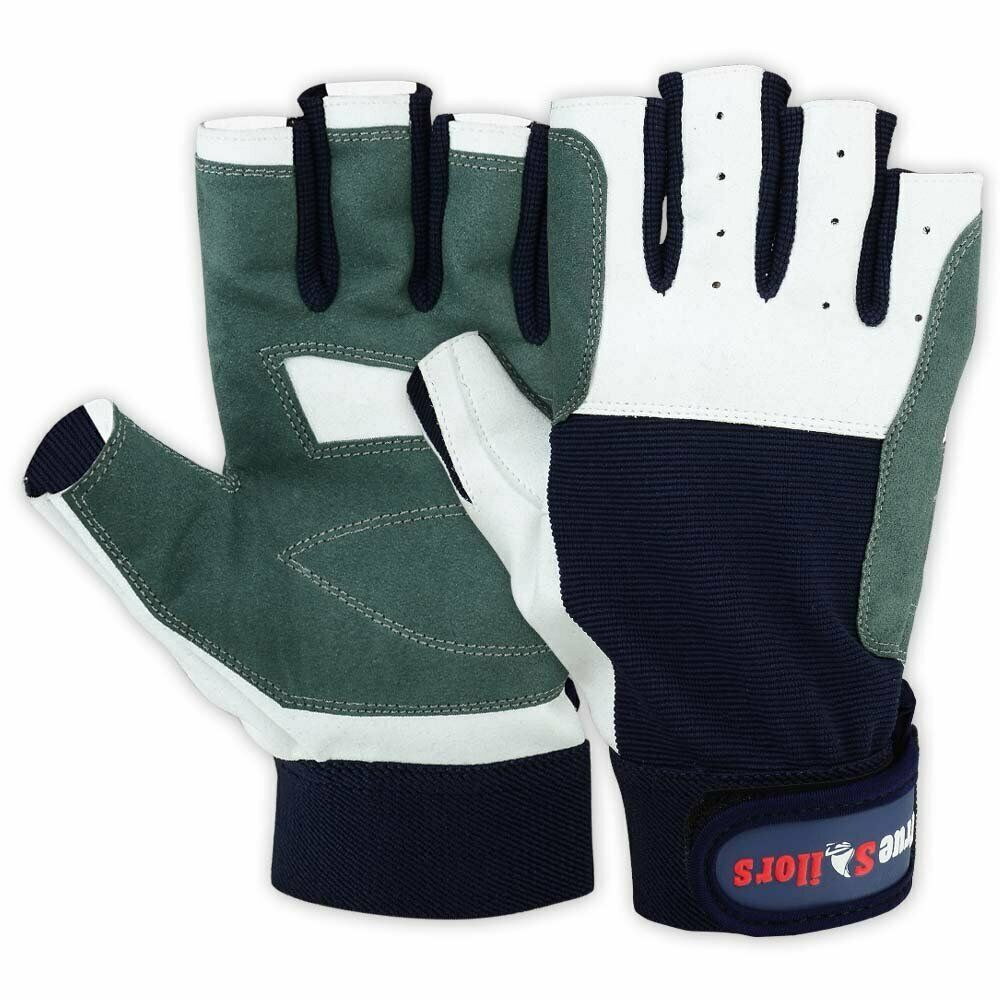 Sailing Gloves – Fingerless Kayaking & Watersports Gloves (Blue/Grey)