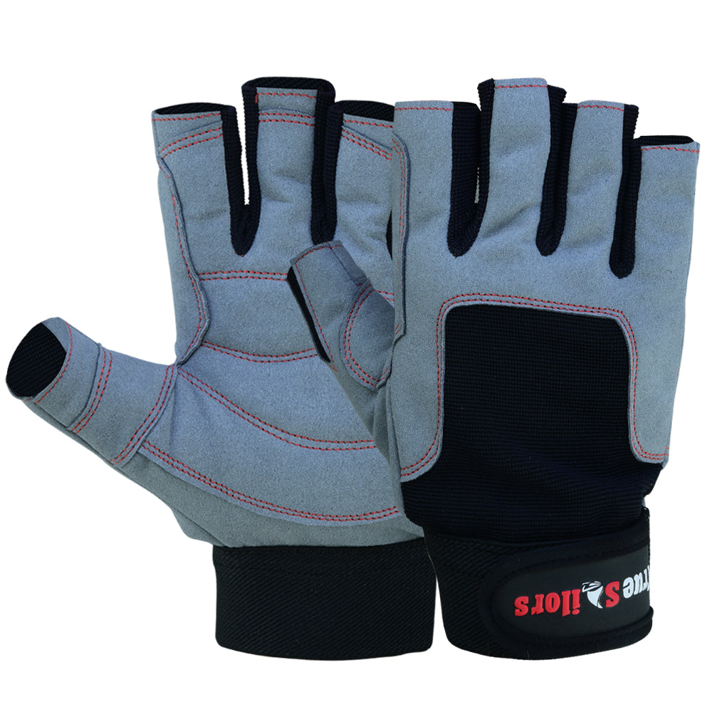 Sailing Gloves – Fingerless Kayaking & Watersports Gloves (Blue/Grey)