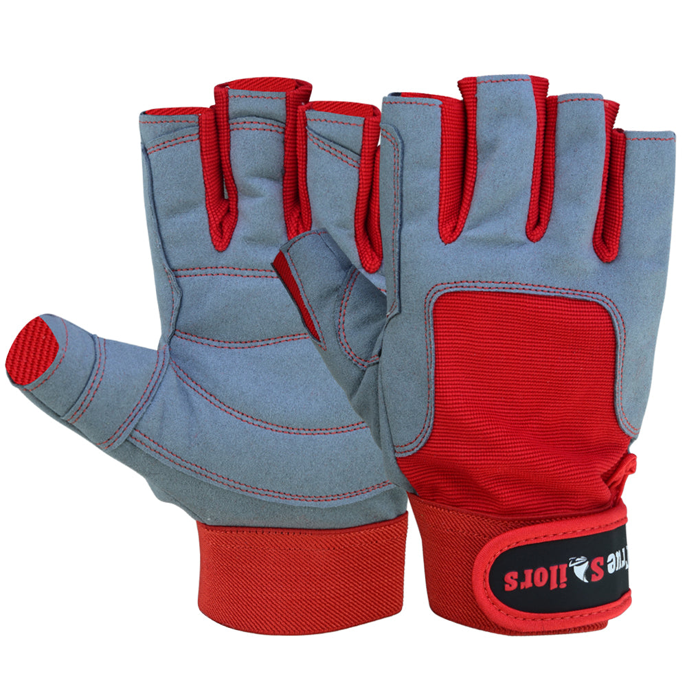 Sailing Gloves – Fingerless Kayaking & Watersports Gloves (Blue/Grey)