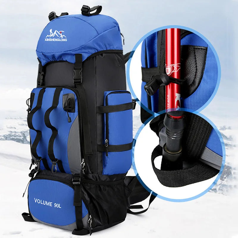90L Waterproof Hiking Backpack – Large Capacity Trekking Rucksack