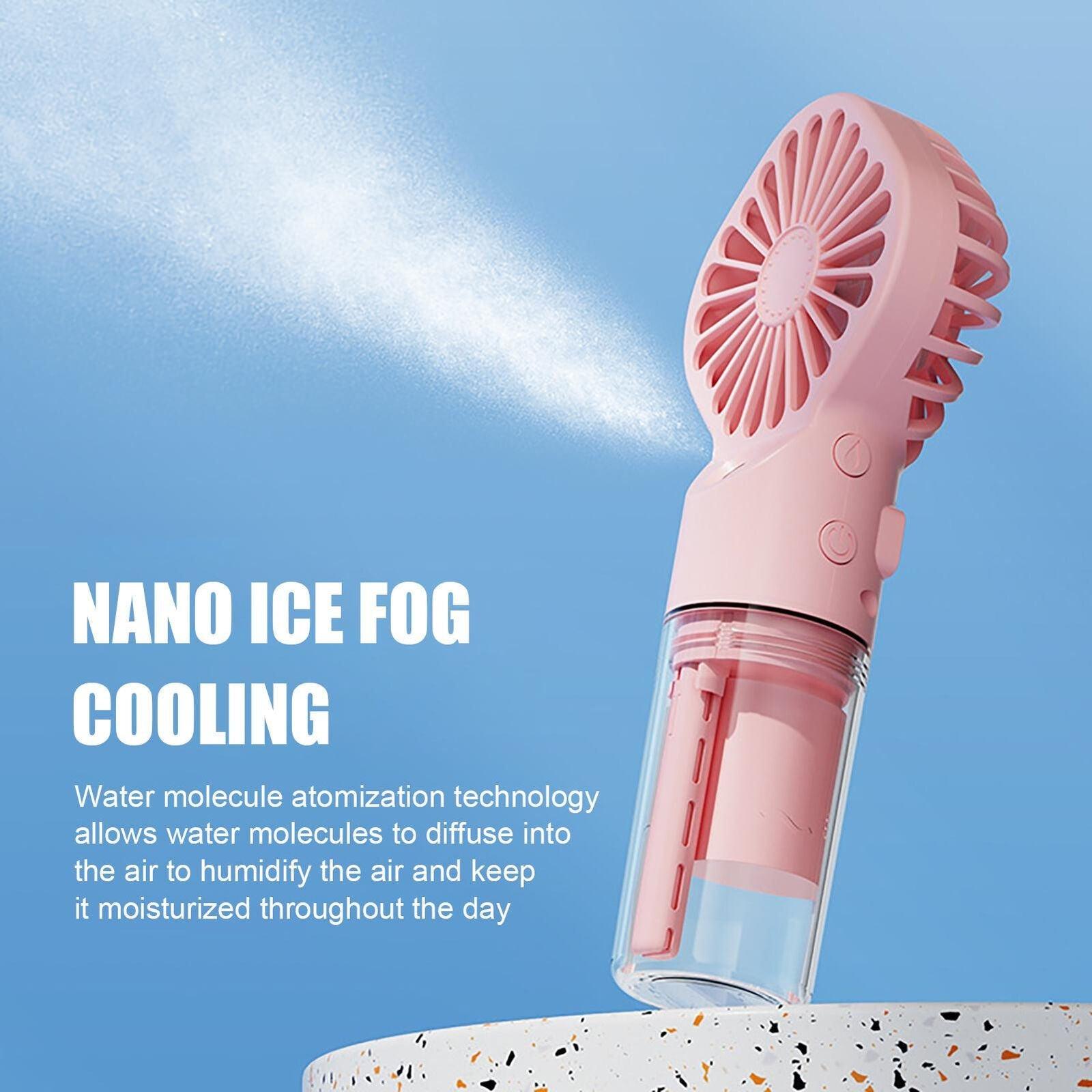 Portable Rechargeable Handheld Misting Fan – USB Mini Cooling Fan