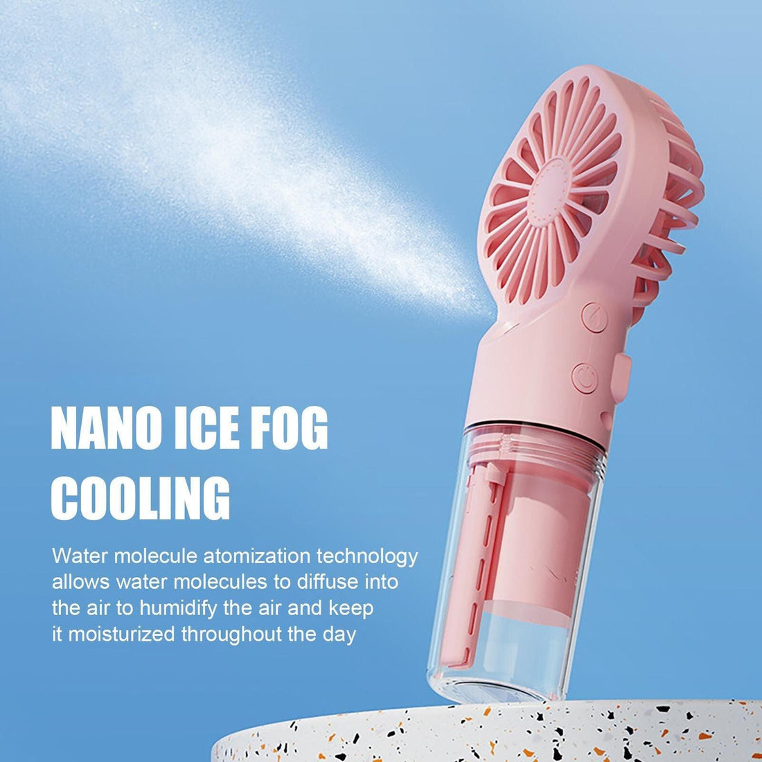 Portable Rechargeable Handheld Misting Fan – USB Mini Cooling Fan