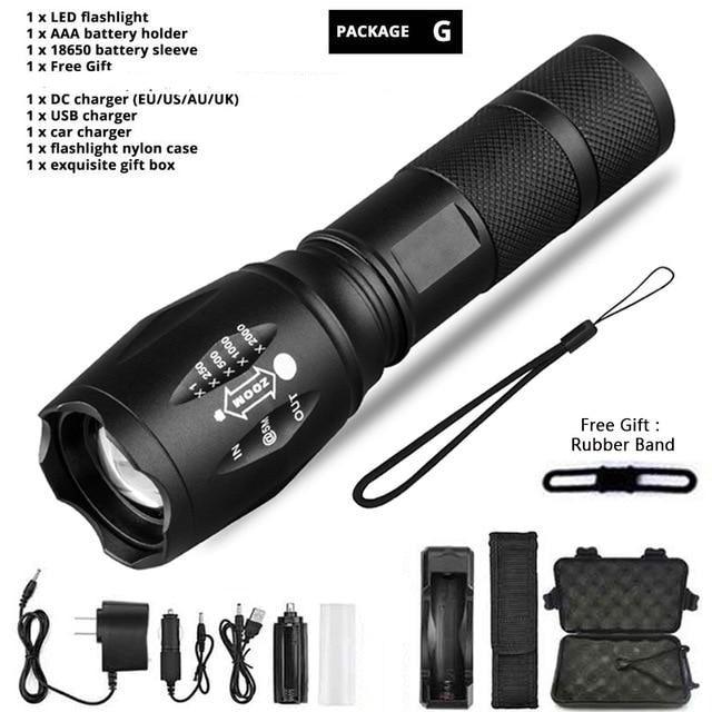 Waterproof Z45 LED Flashlight – Rechargeable Zoomable Torch