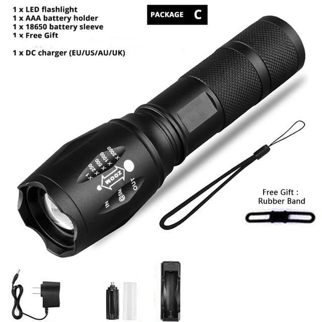 Waterproof Z45 LED Flashlight – Rechargeable Zoomable Torch
