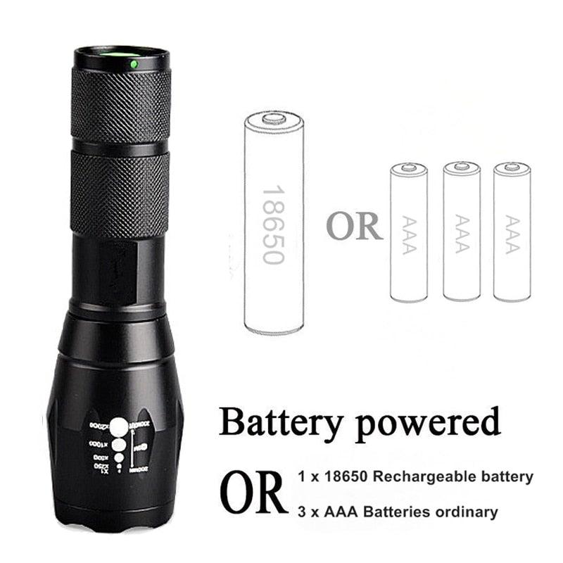 Waterproof Z45 LED Flashlight – Rechargeable Zoomable Torch