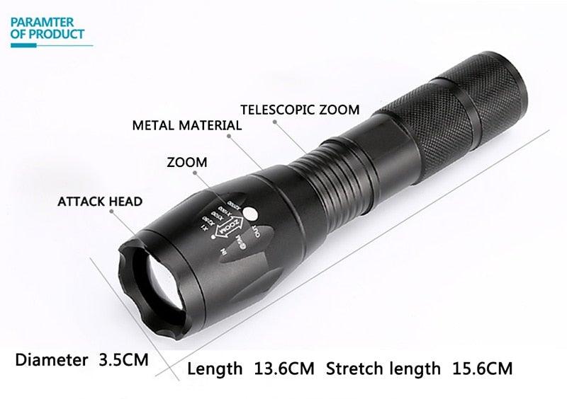 Waterproof Z45 LED Flashlight – Rechargeable Zoomable Torch