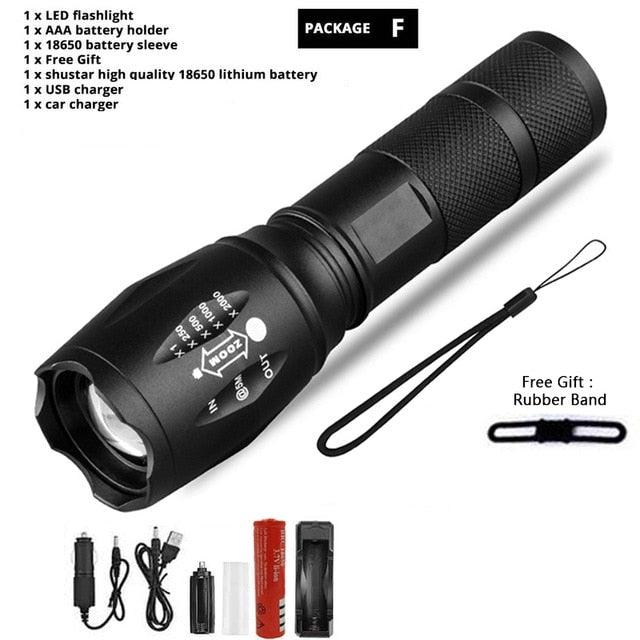 Waterproof Z45 LED Flashlight – Rechargeable Zoomable Torch