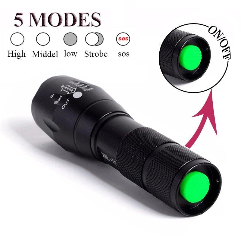 Waterproof Z45 LED Flashlight – Rechargeable Zoomable Torch