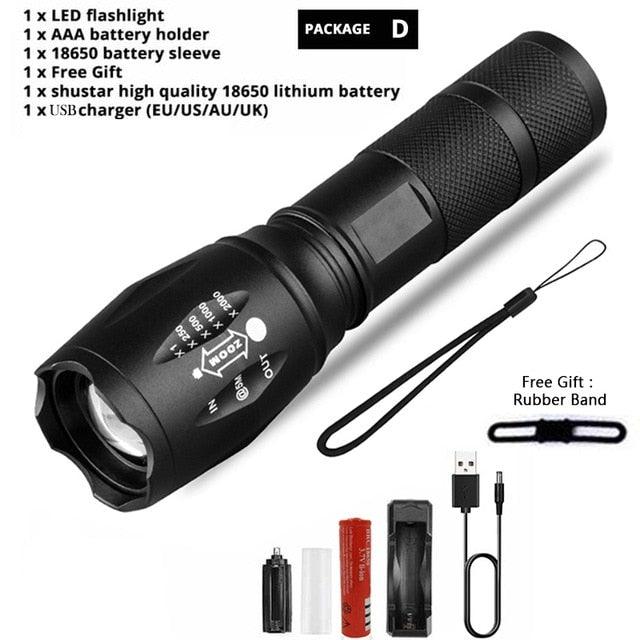 Waterproof Z45 LED Flashlight – Rechargeable Zoomable Torch